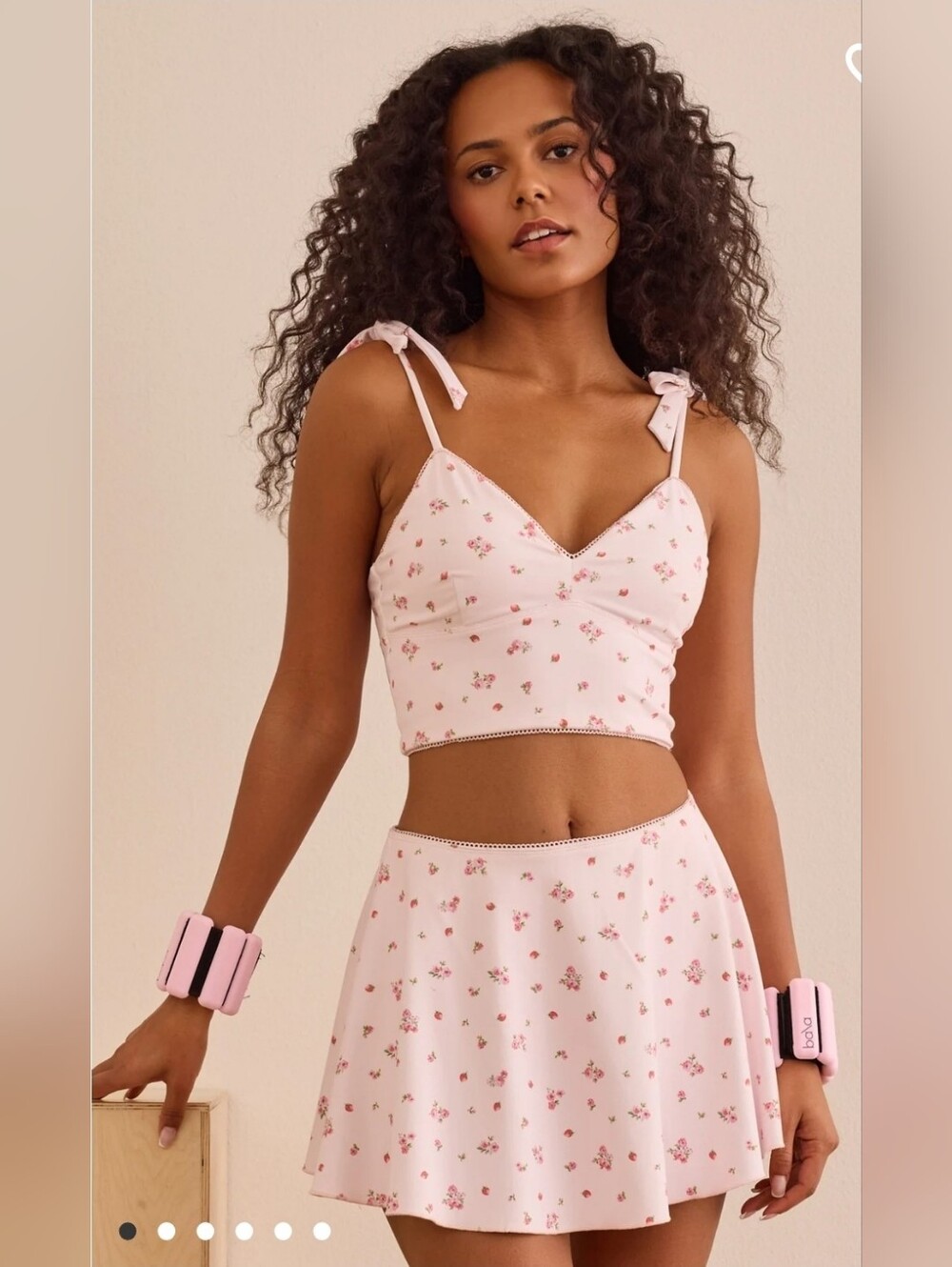 NWT As Revival Altar'd State Poppy Performance Pink Floral Skort Set. Small
